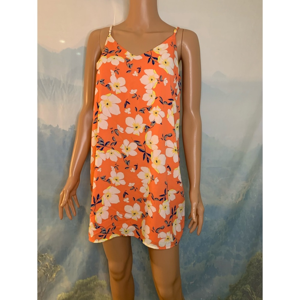 Cotton On Floral Orange summer Dress size xs tropical vacation